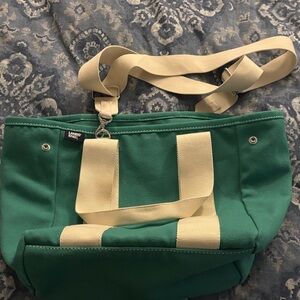 Lands' End Teal Tote with Cream Straps